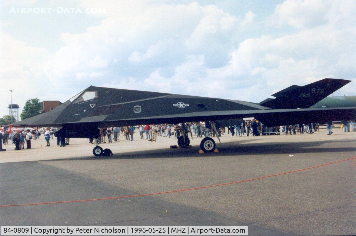 84-0809, 1983 Lockheed F-117A Nighthawk C/N A.4034, F-117A Nighthawk of 9th Fighter Squadron/49th Fighter Wing on display at the 1996 Mildenhall Air Fete.