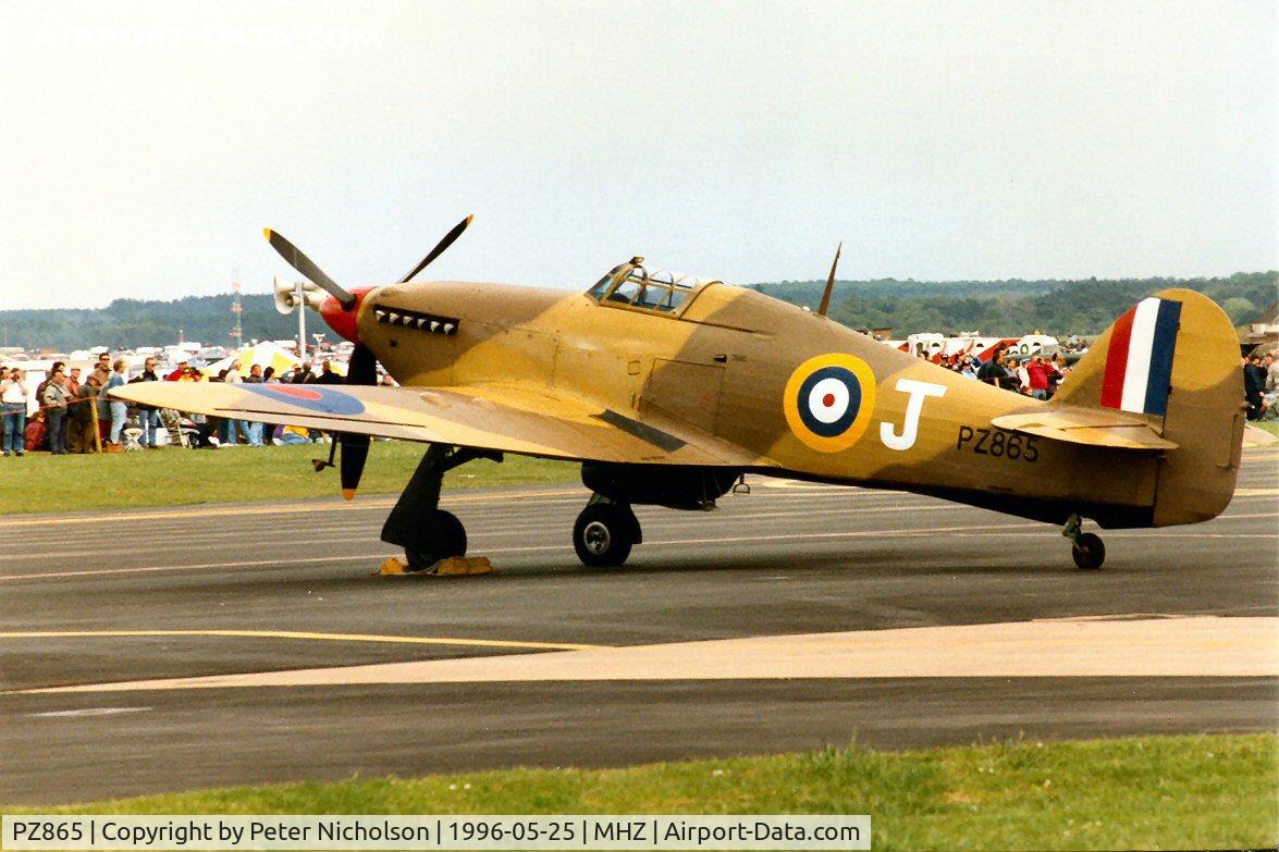 PZ865, 1944 Hawker Hurricane IIC C/N PZ865, Hurricane IIC of the Battle of Britain Memorial Flight on display at the 1996 Mildenhall Air Fete.