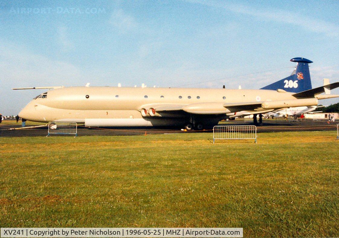XV241, Hawker Siddeley Nimrod MR.2 C/N 8016, Nimrod MR.2 of 206 Squadron on display at the 1996 Mildenhall Air Fete.