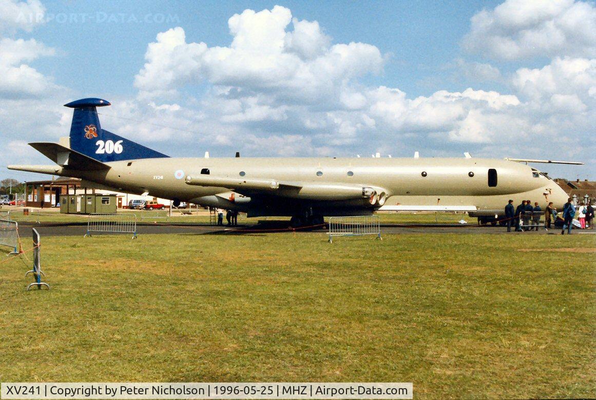 XV241, Hawker Siddeley Nimrod MR.2 C/N 8016, Another view of the 206 Squadron Nimrod MR.2, in 80th anniversary markings for the Squadron, at the 1996 Mildenhall Air Fete.