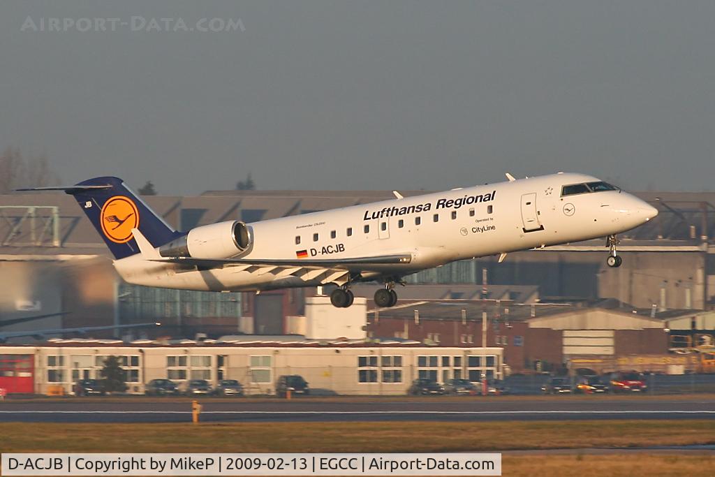 D-ACJB, 1996 Canadair CRJ-100LR (CL-600-2B19) C/N 7128, Climbing away from Runway 05L.