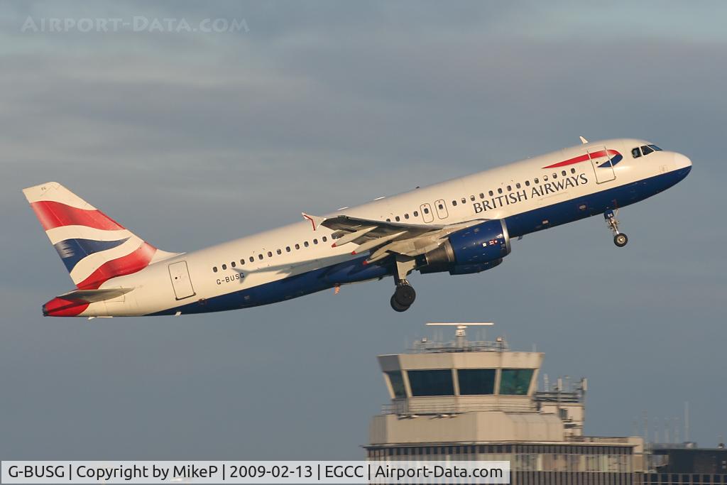 G-BUSG, 1989 Airbus A320-211 C/N 039, Veteran BA Airbus heading back to Heathrow.
