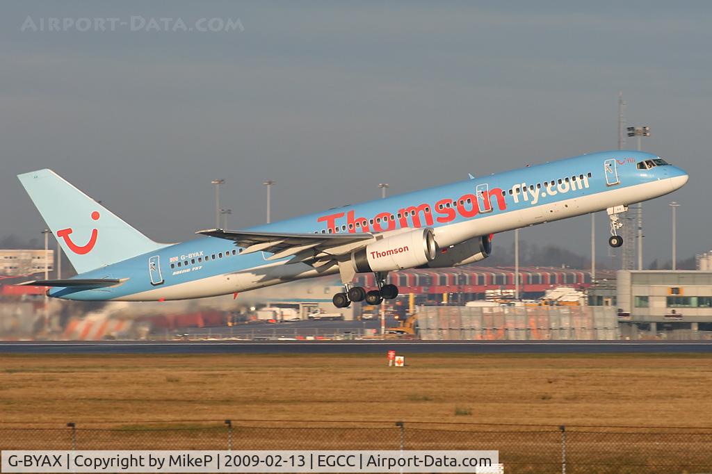 G-BYAX, 1999 Boeing 757-204 C/N 28834, Departing Runway 05L.