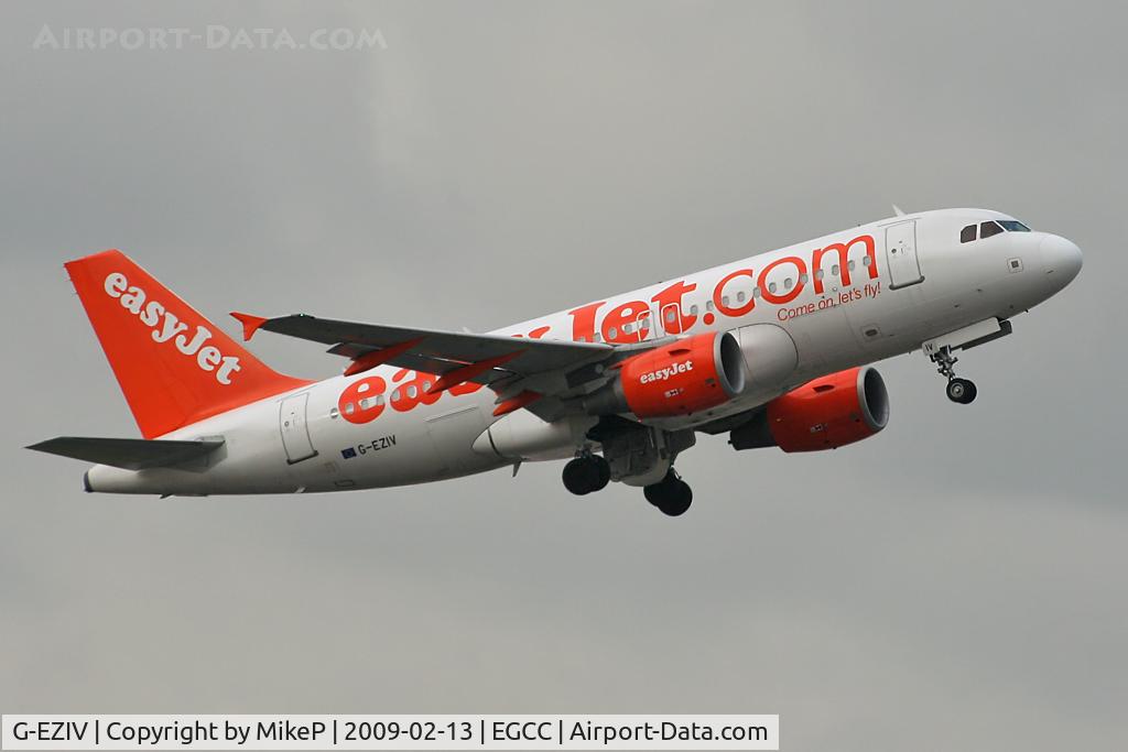 G-EZIV, 2005 Airbus A319-111 C/N 2565, Climbing away from Runway 05L.