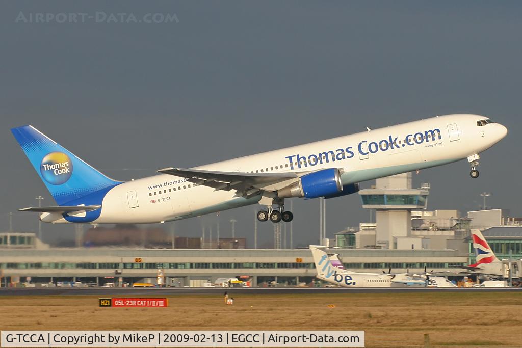 G-TCCA, 1994 Boeing 767-31K C/N 27205, Starting to climb away from 05L.