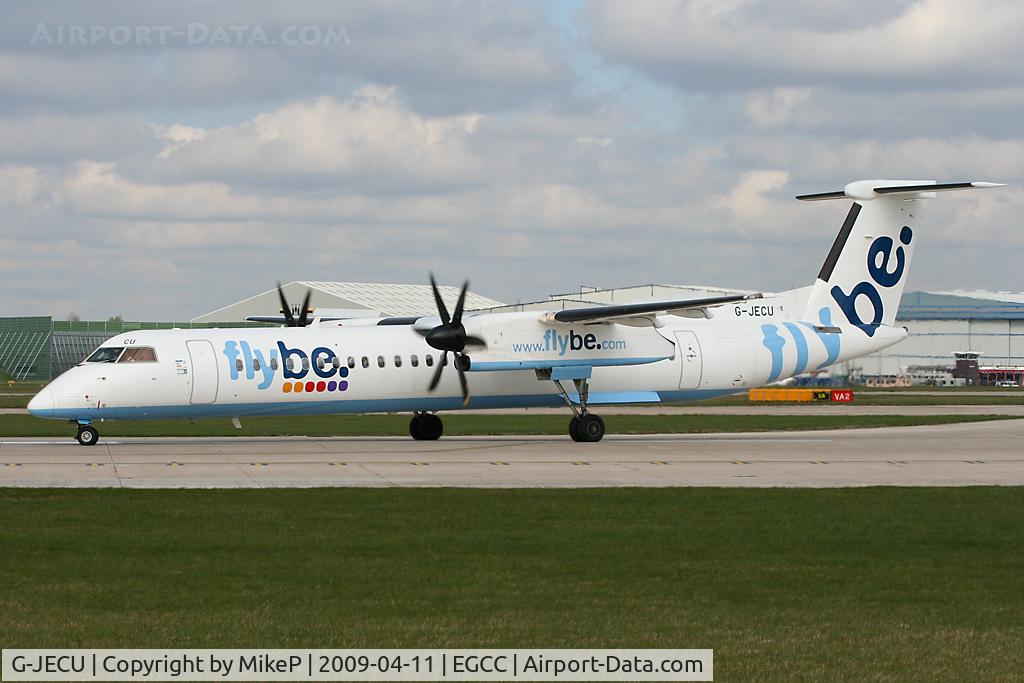 G-JECU, 2006 De Havilland Canada DHC-8-402Q Dash 8 C/N 4146, Lining up on 23L.
