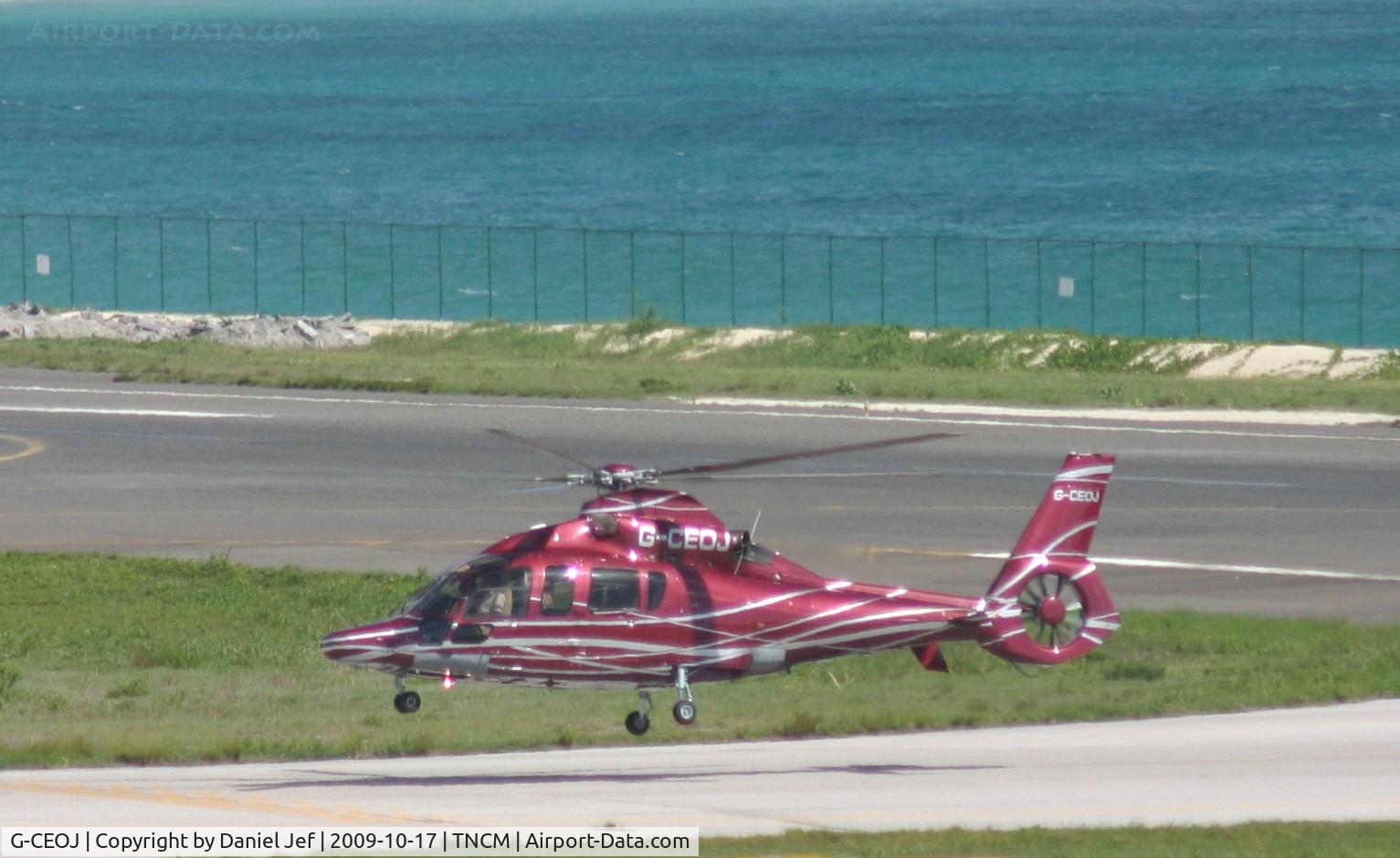 G-CEOJ, 2000 Eurocopter EC-155B C/N 6575, Just in from beef island. dropping some guest off for the connection flight. then back off to Beef island with a strange callsign.