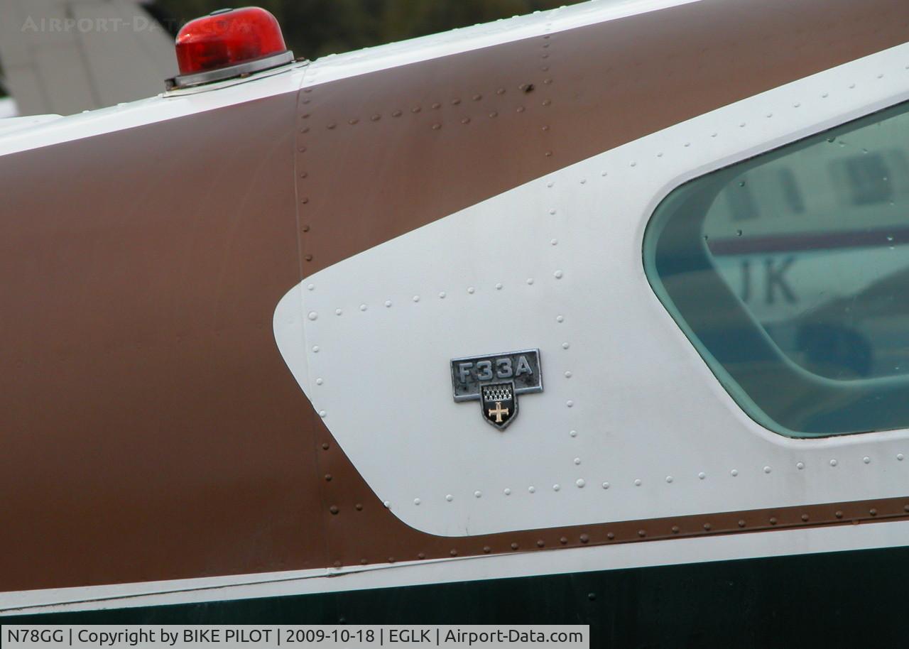 N78GG, 1977 Beech F33A Bonanza C/N CE-699, TYPE PLATE