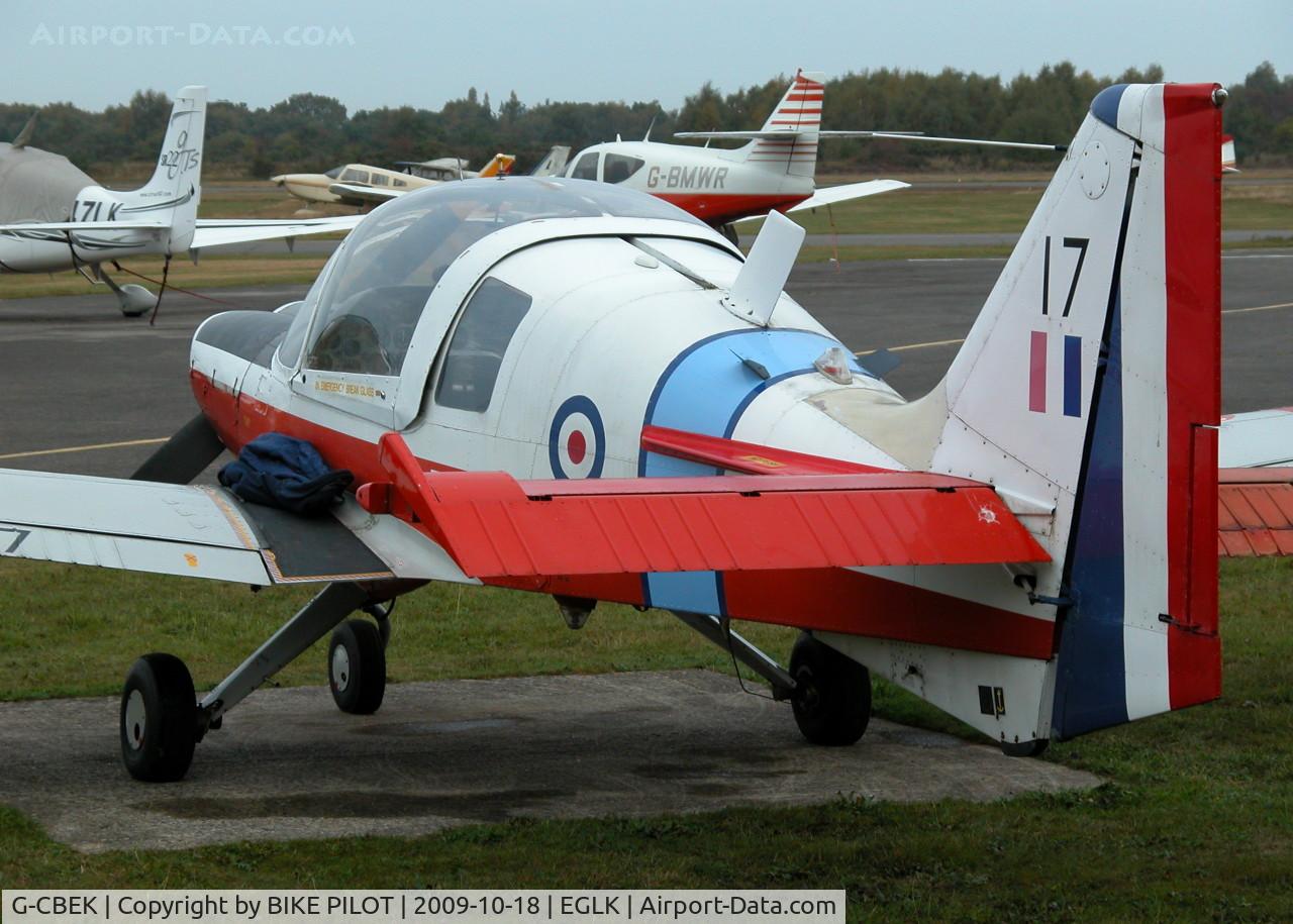 G-CBEK, 1975 Scottish Aviation Bulldog T.1 C/N BH120/349, PARKED UP AFTER AN EARLY MORNING FLIGHT