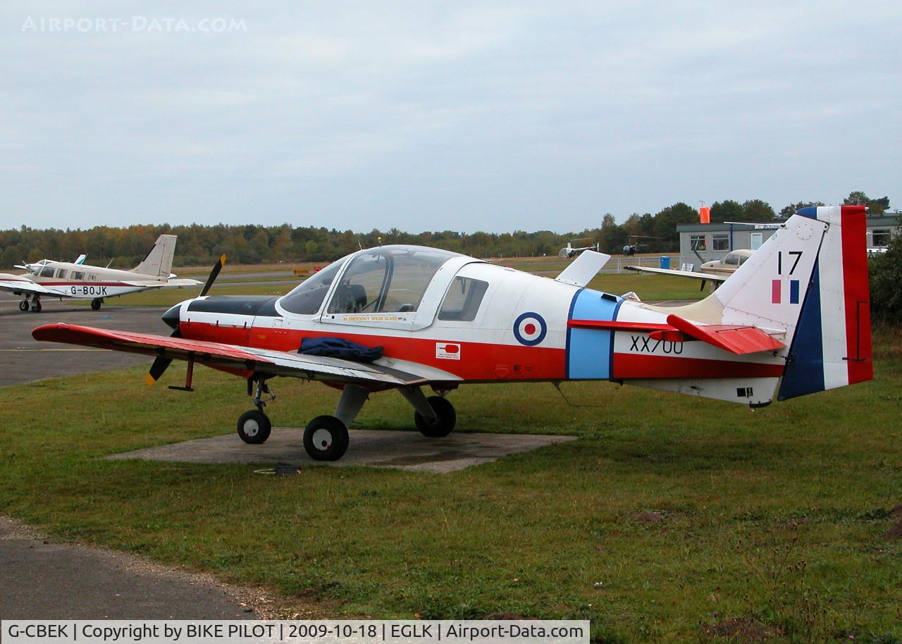 G-CBEK, 1975 Scottish Aviation Bulldog T.1 C/N BH120/349, PARKED UP AFTER AN EARLY MORNING FLIGHT