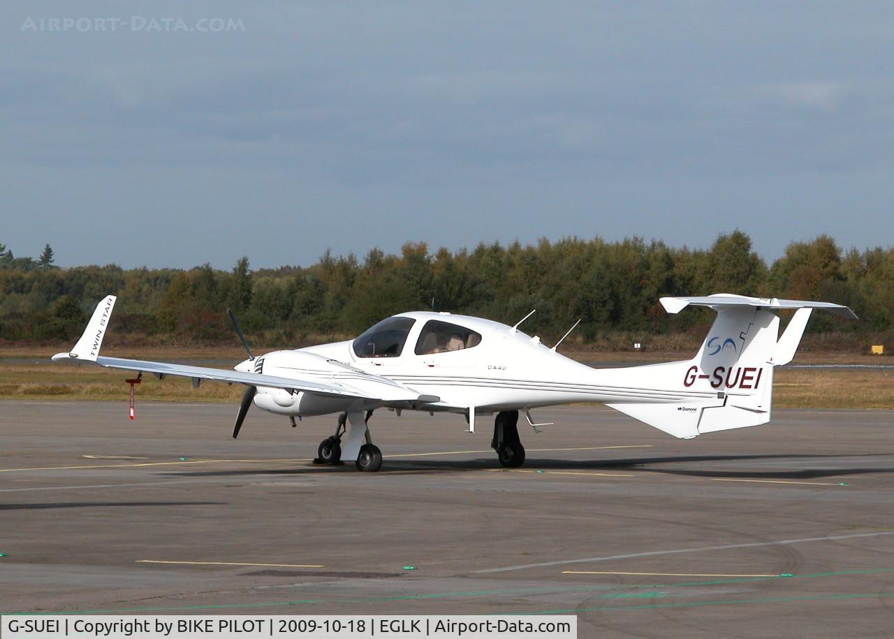 G-SUEI, 2009 Diamond DA-42 Twin Star C/N 42.415, SUE AIR TWIN STAR PARKED IN SLOT FOUR