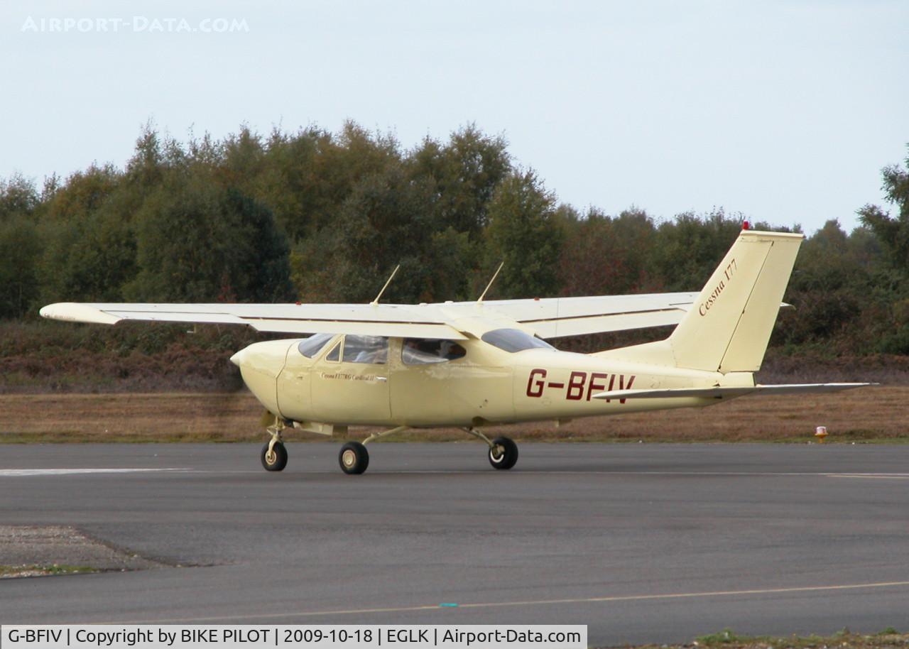 G-BFIV, 1977 Reims F177RG Cardinal RG C/N 0161, LINED UP RWY 25