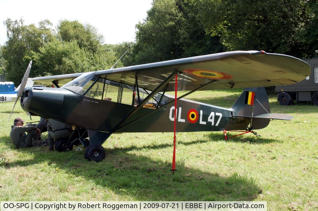 OO-SPG, 1952 Piper L-18C Super Cub (PA-18-95) C/N 18-2060, Open door Beauvechain Air Base.In its former Belgian Army colors OL L47.