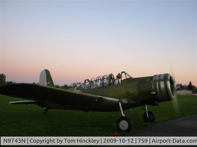 N9743N, Consolidated Vultee BT-13A C/N 10990, giving B-2 crew chief ride