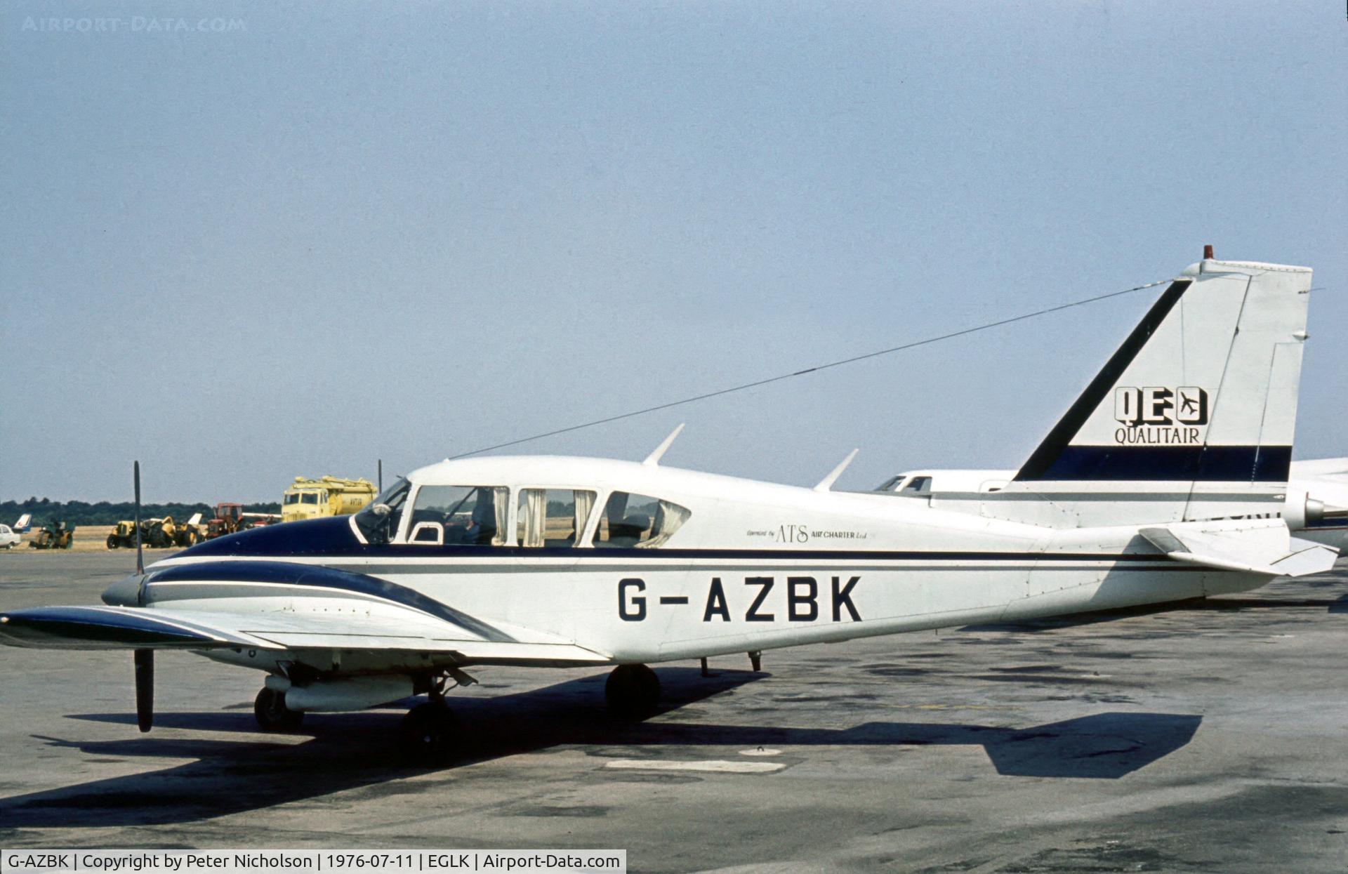 G-AZBK, 1971 Piper PA-23-250 Aztec C/N 27-4683, Qualitair's Aztec was present at Blackbushe in the Summer of 1976.