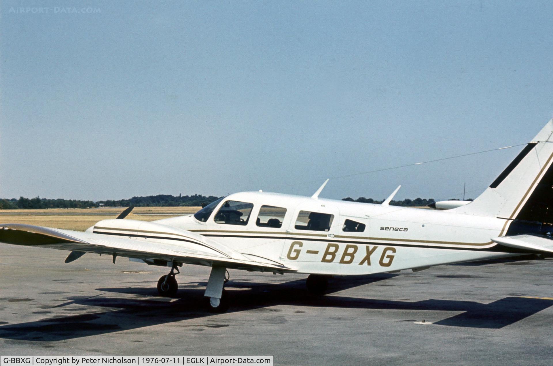 G-BBXG, 1973 Piper PA-34-200 Seneca C/N 34-7450016, PA-34 Seneca 200 seen at Blackbushe in the Summer of 1976.