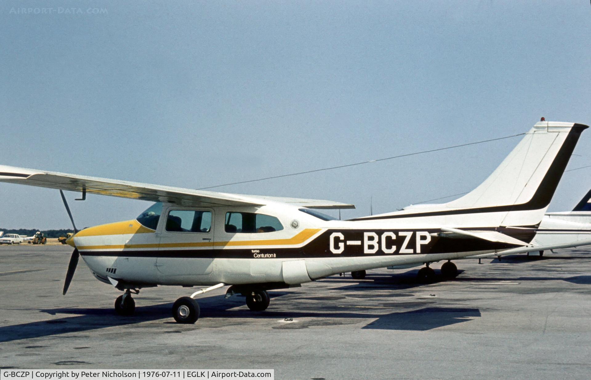 G-BCZP, 1975 Cessna T210L Turbo Centurion C/N 210-60757, This Turbo Centurion II was seen at Blackbushe in the Summer of 1976.