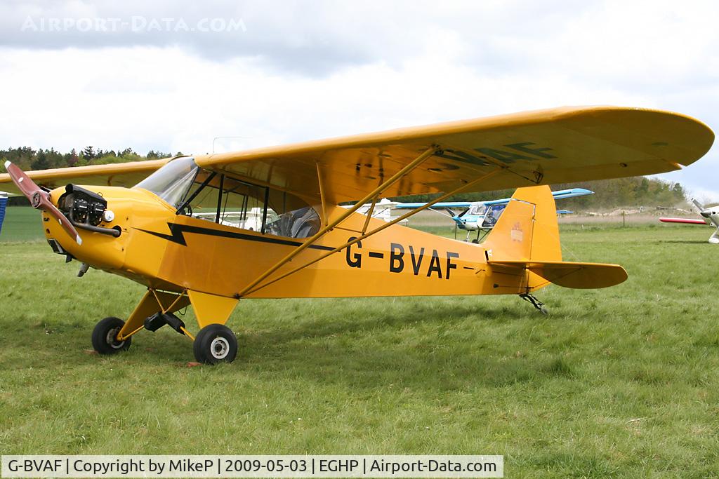 G-BVAF, 1940 Piper J3C-65 Cub Cub C/N 4645, Pictured during the 2009 Microlight Trade Fair.