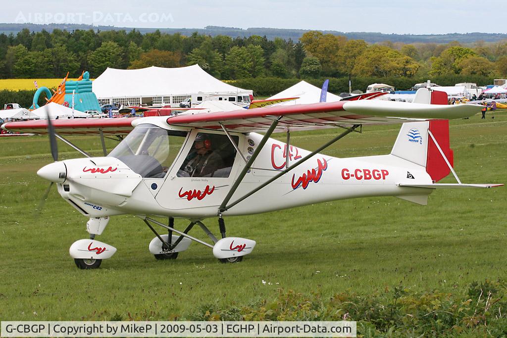 G-CBGP, 2001 Comco Ikarus C42 FB UK C/N PFA 322-13741, Pictured during the 2009 Microlight Trade Fair.