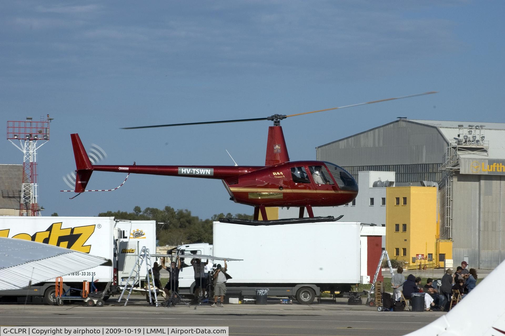 G-CLPR, 2009 Robinson R44 Raven II C/N 12675, HV-TSWN reg used only for filming scene only!