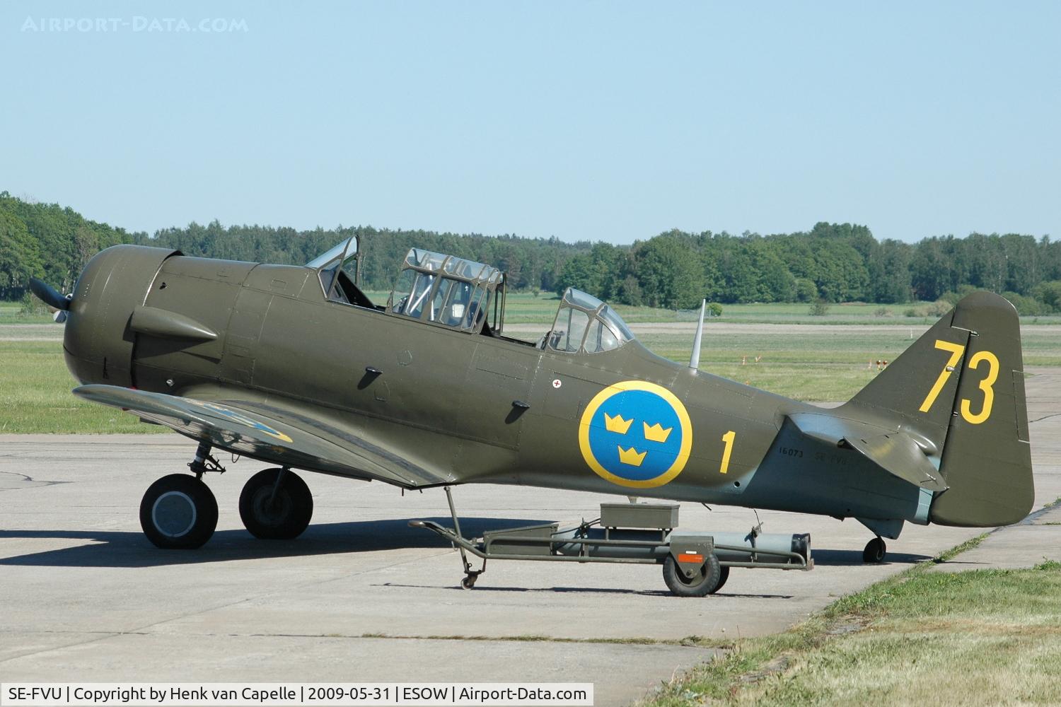 SE-FVU, 1943 Noorduyn AT-16-ND (Sk.16A) Texan C/N 14A-1098, Noorduyn Sk16A at Västerås Hässlö airport, Sweden.