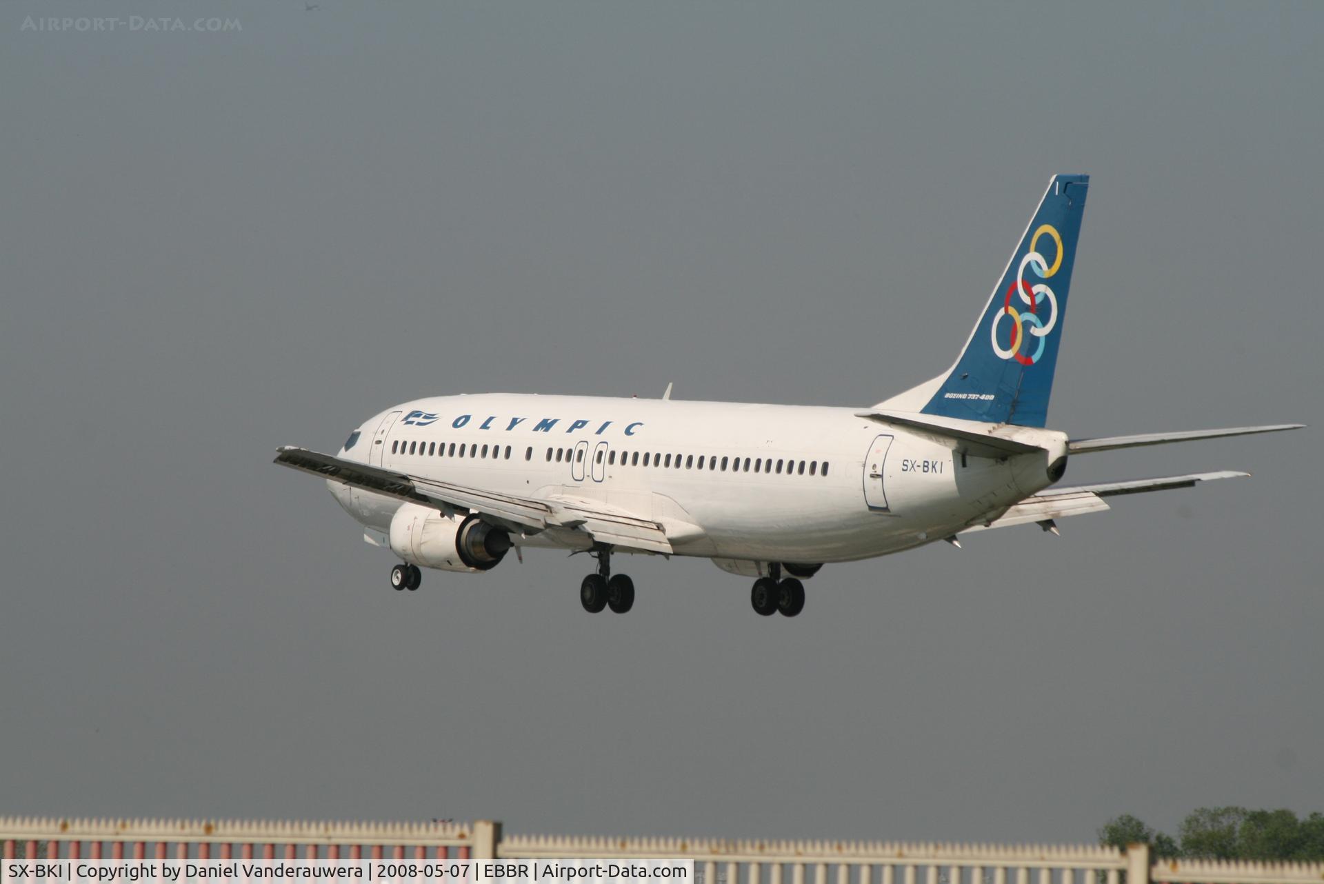 SX-BKI, 1990 Boeing 737-4Q8 C/N 24704/1855, several seconds before landing on rwy 25L