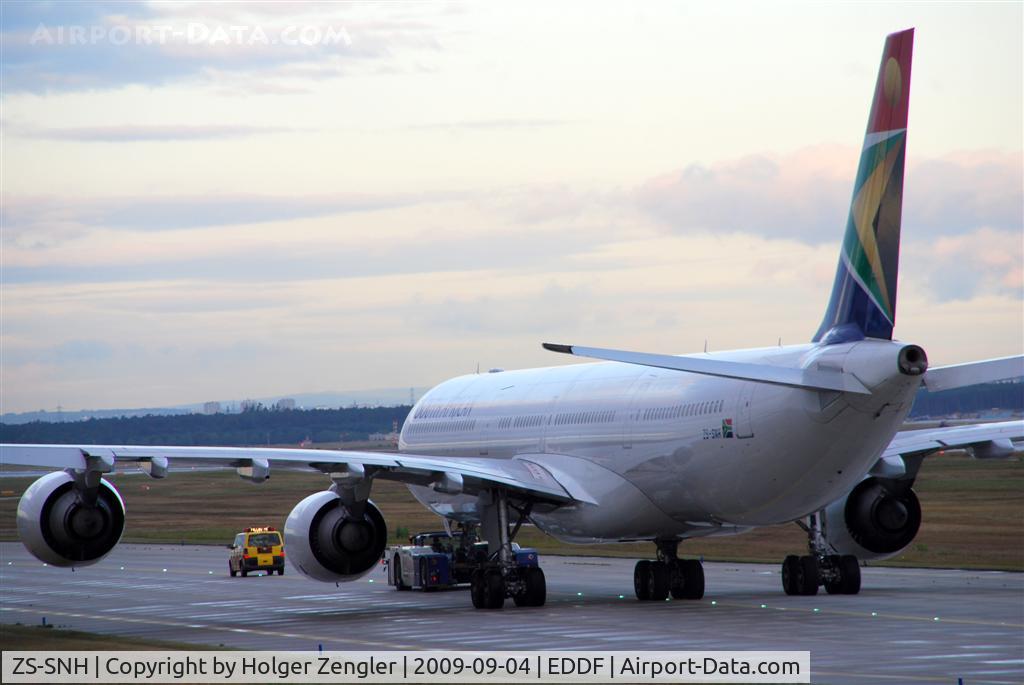 ZS-SNH, 2005 Airbus A340-642 C/N 626, Pulled to a rest place in the southern parts of Fraport