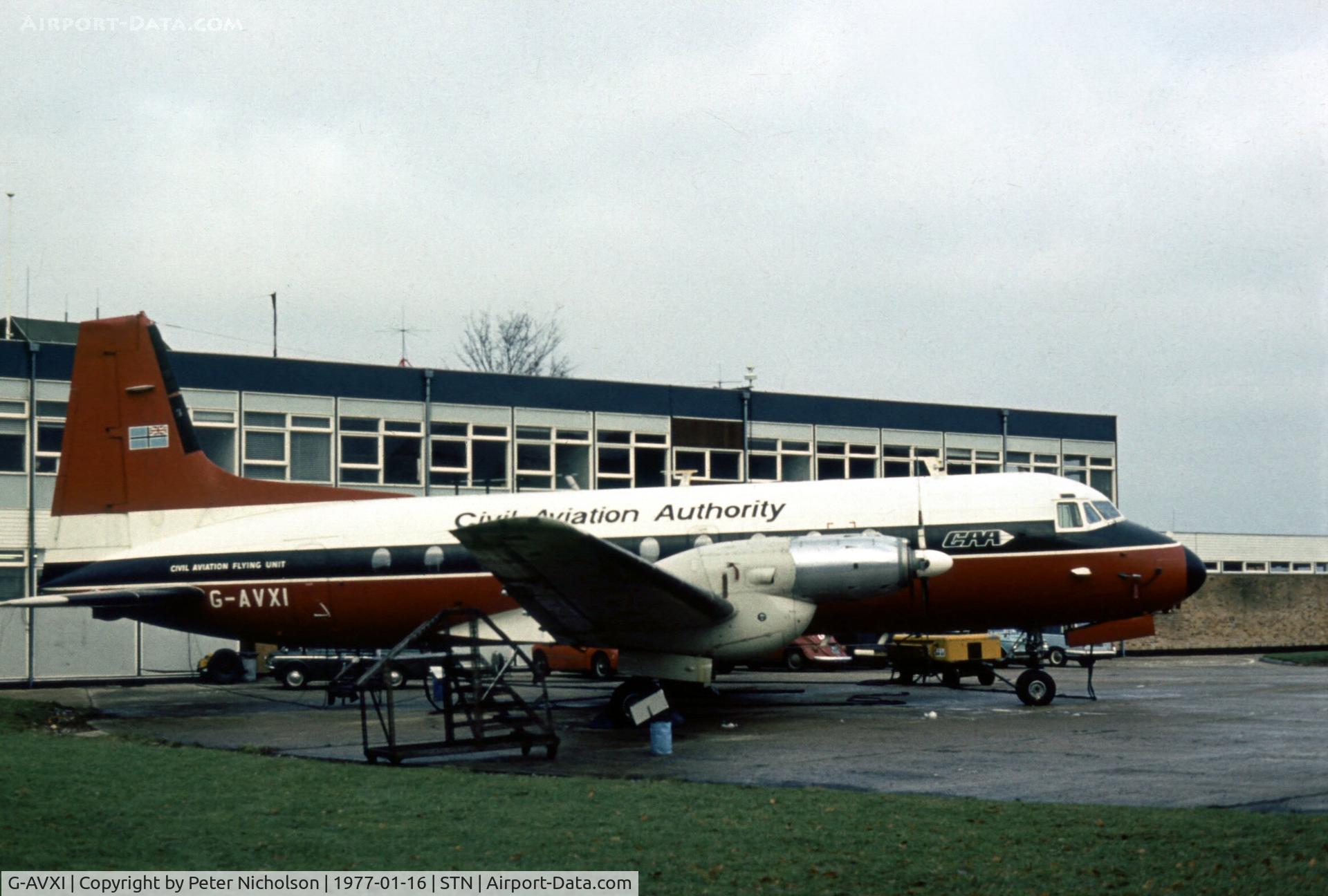 G-AVXI, 1968 Hawker Siddeley HS.748 Series 2A C/N 1623, HS.748 of the Civil Aviation Authority at their Stansted base in January 1977.