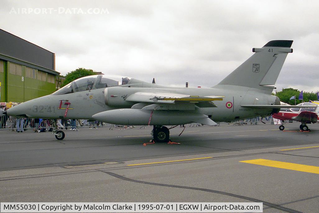 MM55030, AMX International AMX-T C/N IT007, AMX International AMX-T from 32º Stormo, Amendola and seen at the 1995 RAF Waddington Air Show.