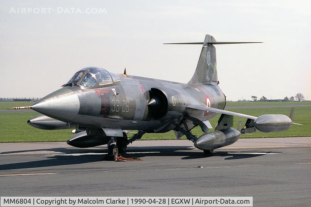 MM6804, Aeritalia F-104S-ASA Starfighter C/N 1104, Aeritalia F-104S-ASA Starfighter from 36 Stormo based at Gioia del Colle and seen here at RAF Waddington's Photocall 1990.