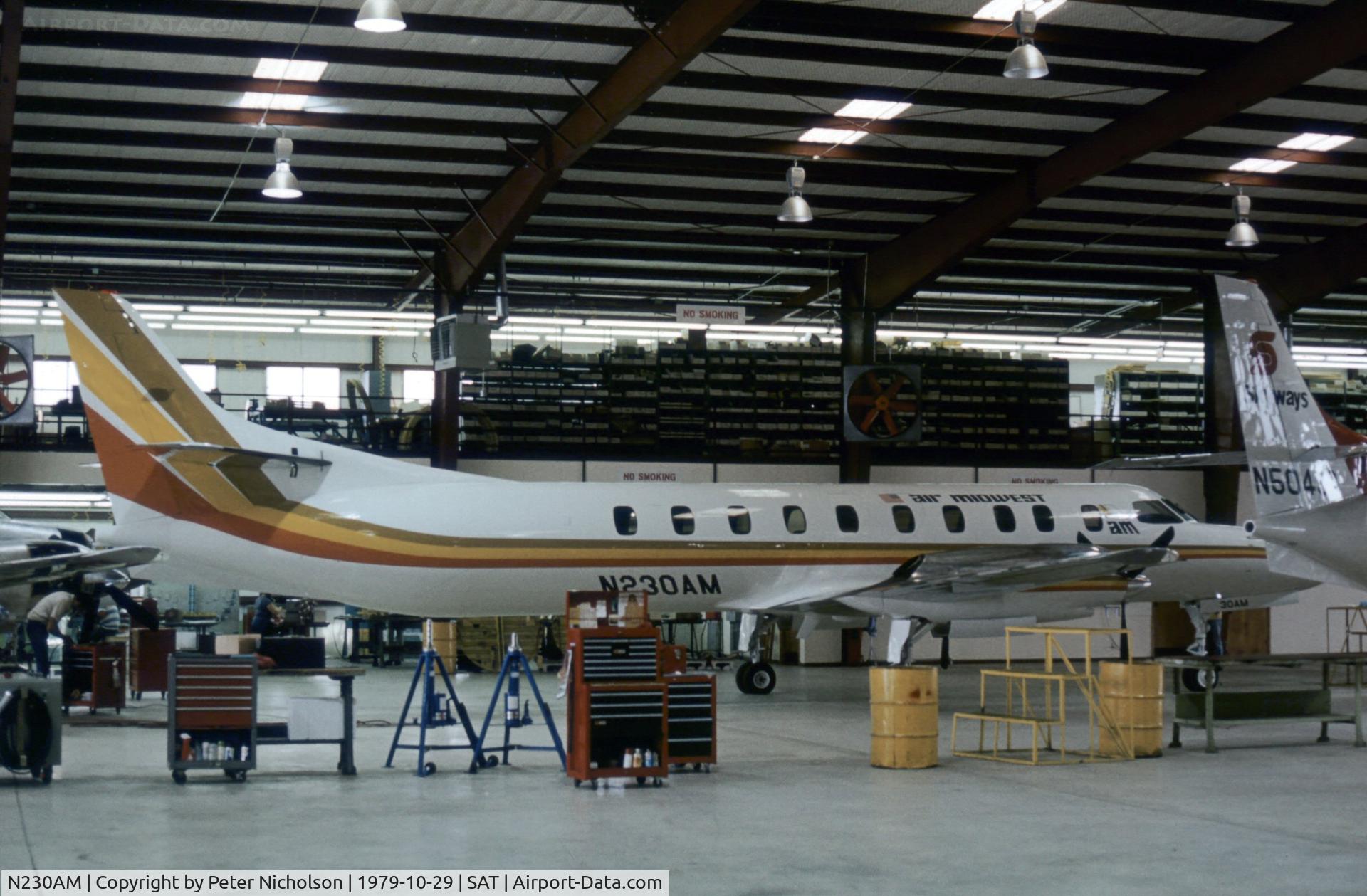 N230AM, Swearingen SA226TC C/N TC313, Metro II for Air Midwest seen in the Swearingen Flight Test Area at San Antonio in October 1979.