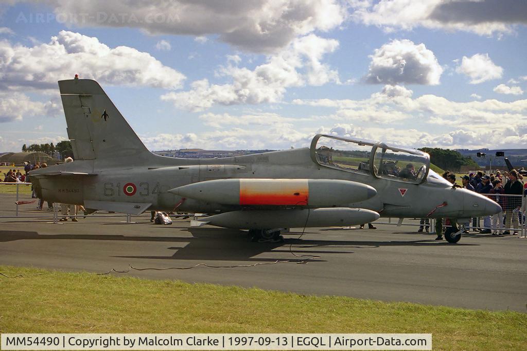 MM54490, Aermacchi MB-339A C/N 6687/082/AA038, Aermacchi MB-339A from 61° Stormo, Lecce at RAF Leuchars' Battle of Britain Air Show in 1997.