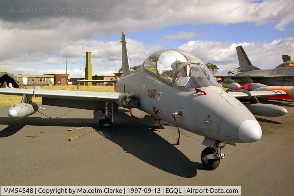 MM54548, Aermacchi MB-339A C/N 6769/164/AA080, Flown by 61° Stormo and based at Lecce, seen at RAF Leuchars' Battle of Britain Air Show in 1997.