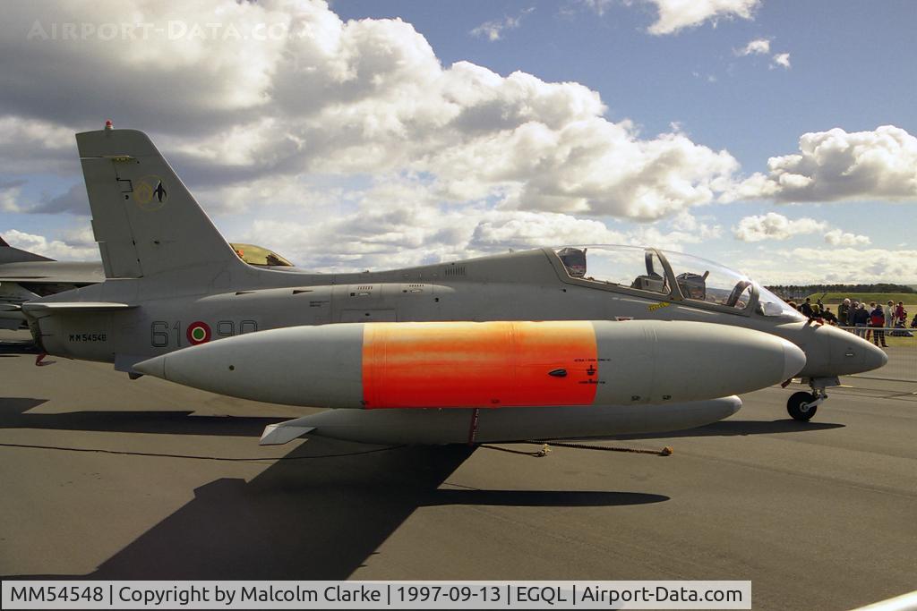MM54548, Aermacchi MB-339A C/N 6769/164/AA080, Aermacchi MB339A flown by 61° Stormo and based at Lecce, seen at RAF Leuchars' Battle of Britain Air Show in 1997.