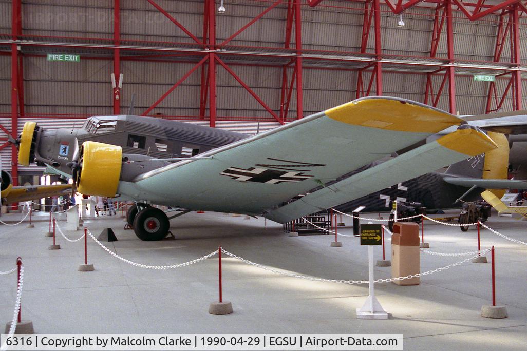 6316, Junkers (AAC) AAC-1 Toucan (Ju-52) C/N 255, AAC AAC-1 Toucan at Duxford in April 1990. A French built Junkers Ju52/3m, which flew with the Portuguese Air Force as 6316 up to 1968 and displayed at the Imperial War Museum in a German Luftwaffe colour scheme.