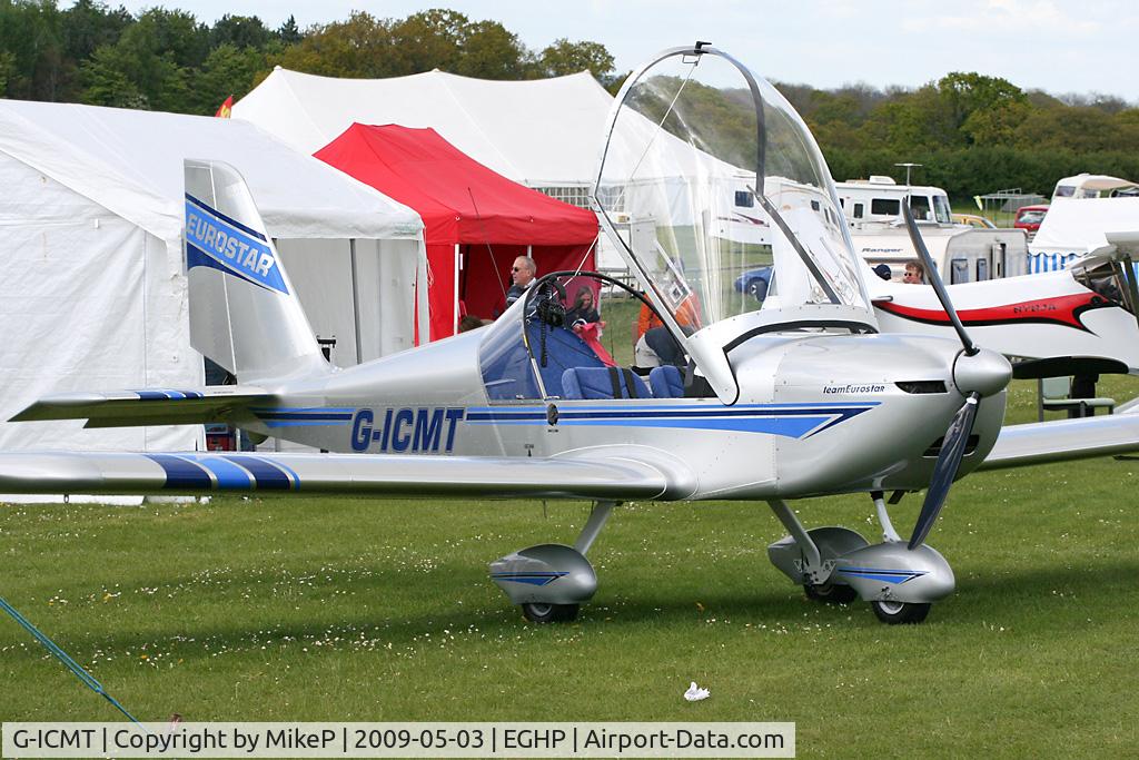 G-ICMT, 2006 Aerotechnik EV-97 Eurostar C/N PFA 315-14598, Pictured during the 2009 Microlight Trade Fair.