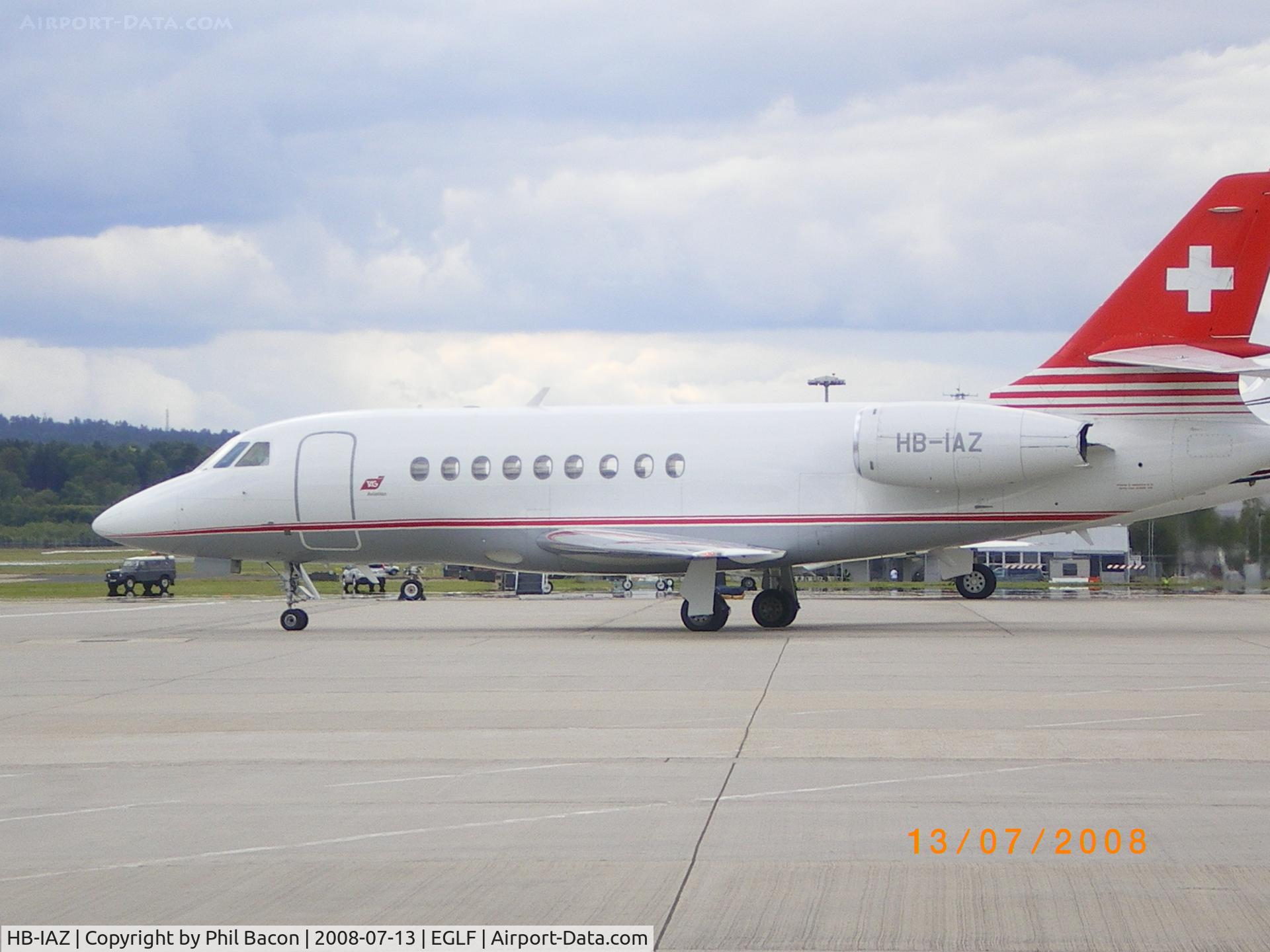 HB-IAZ, 1996 Dassault Falcon 2000 C/N 030, on the apron at TAG Aviation Farnborough