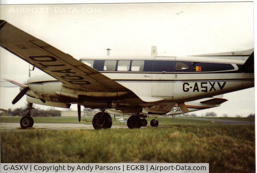 G-ASXV, 1965 Beech 65-A80 Queen Air C/N LD-205, just re-imported still showing its ex Belgian reg under the wing