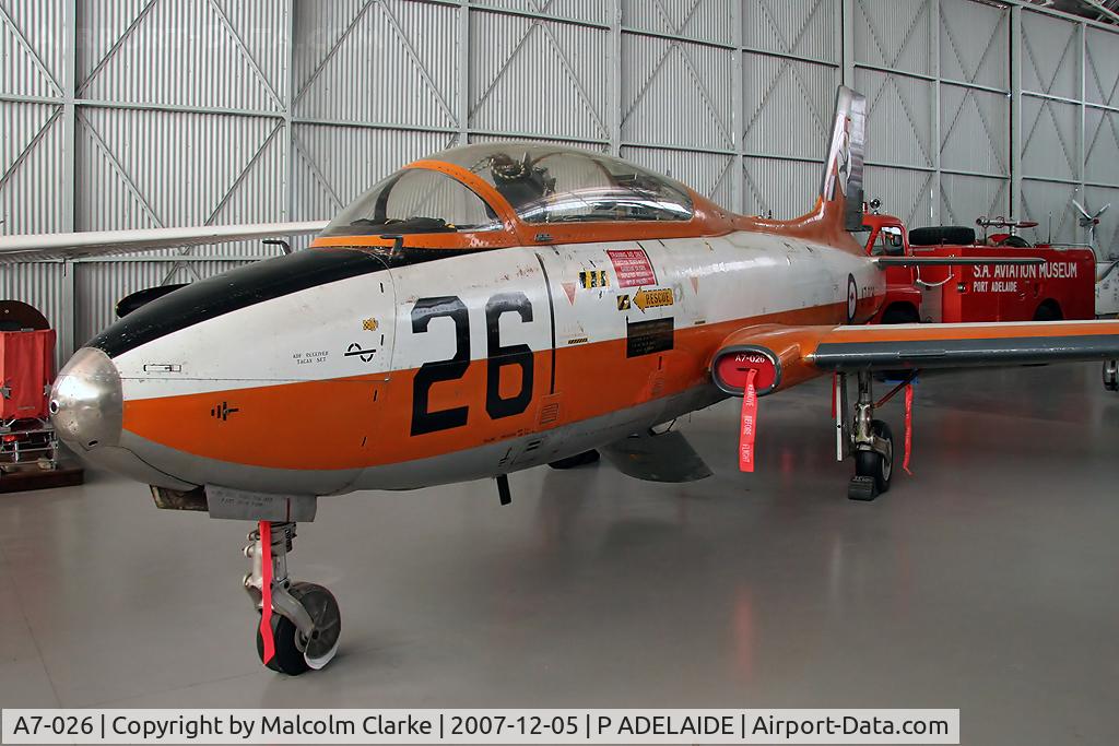 A7-026, Commonwealth CA-30 (MB-326H) C/N CA30-26, Commonwealth Aircraft CA-30 Ex RAAF No.2 FTS in 2007. Now exhibited at the South Australian Aviation Museum, Port Adelaide, South Australia.