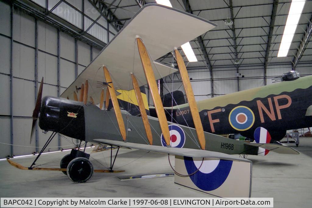 BAPC042, 1968 Avro 504K Replica C/N BAPC.042, Avro 504K (Replica). A V Roe's very successful WW1 aircraft at the Yorkshire Air Museum, Elvington, N Yorks, UK in 1997.