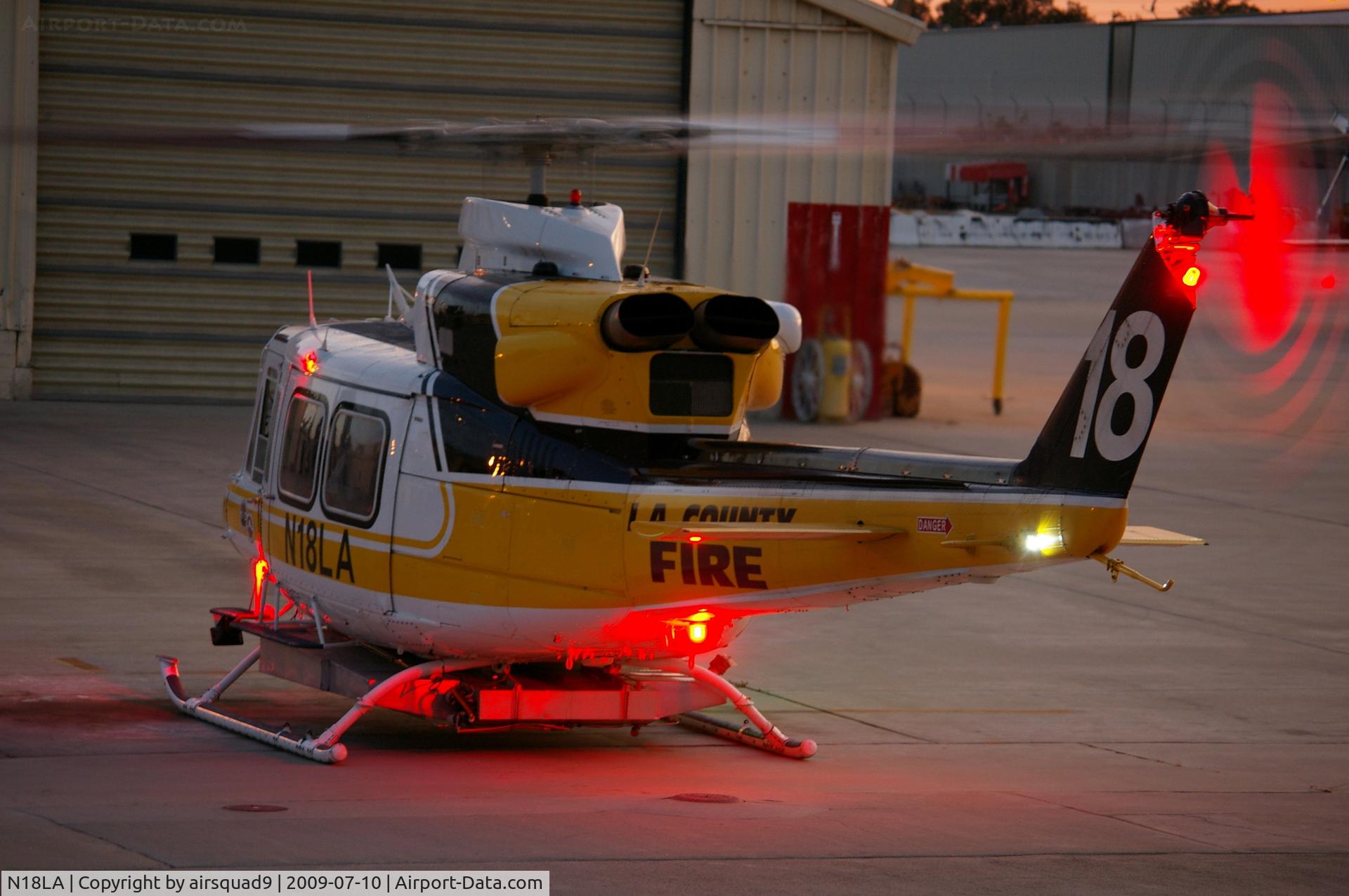 N18LA, 1992 Bell 412 C/N 36043, Copter 18 at Barton switching crews before heading back to Station 129 for the night.