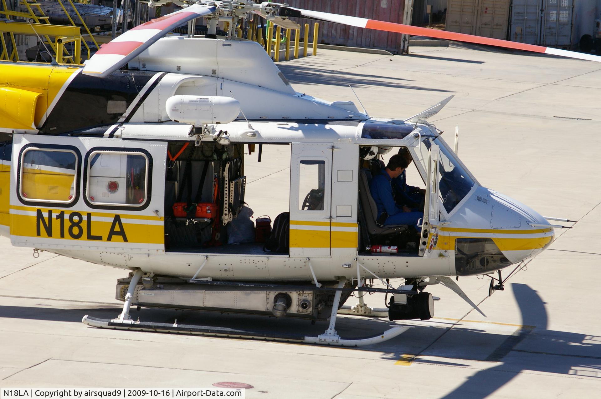 N18LA, 1992 Bell 412 C/N 36043, Copter 18 getting ready to head to Fire Station 129 for the day.