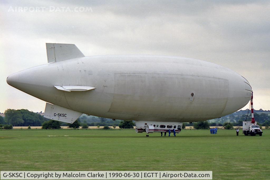G-SKSC, 1983 Airship Industries Skyship 600 C/N 1215/01, Airship Industries (uk) Ltd SKYSHIP 600. We flew in this airship on my wifes birthday on a circular route around rural Bedfordshire. Alas, no longer possible! Shown here at her mobile mooring mast.