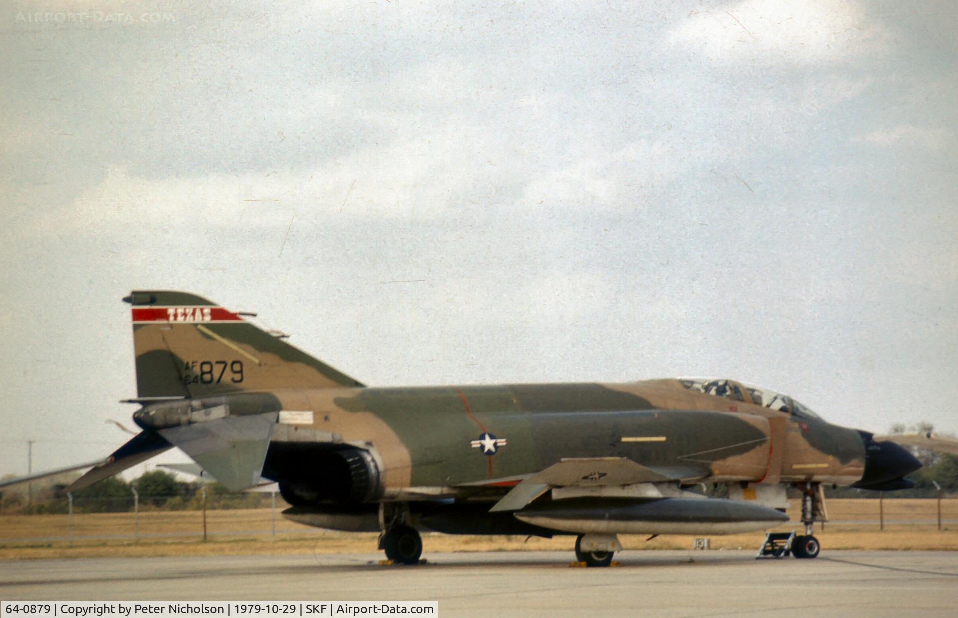 64-0879, 1964 McDonnell F-4C Phantom II C/N 1276, F-4C Phantom of 182nd Tactical Fighter Squadron/149th Tactical Fighter Group seen at Kelly AFB in October 1979.