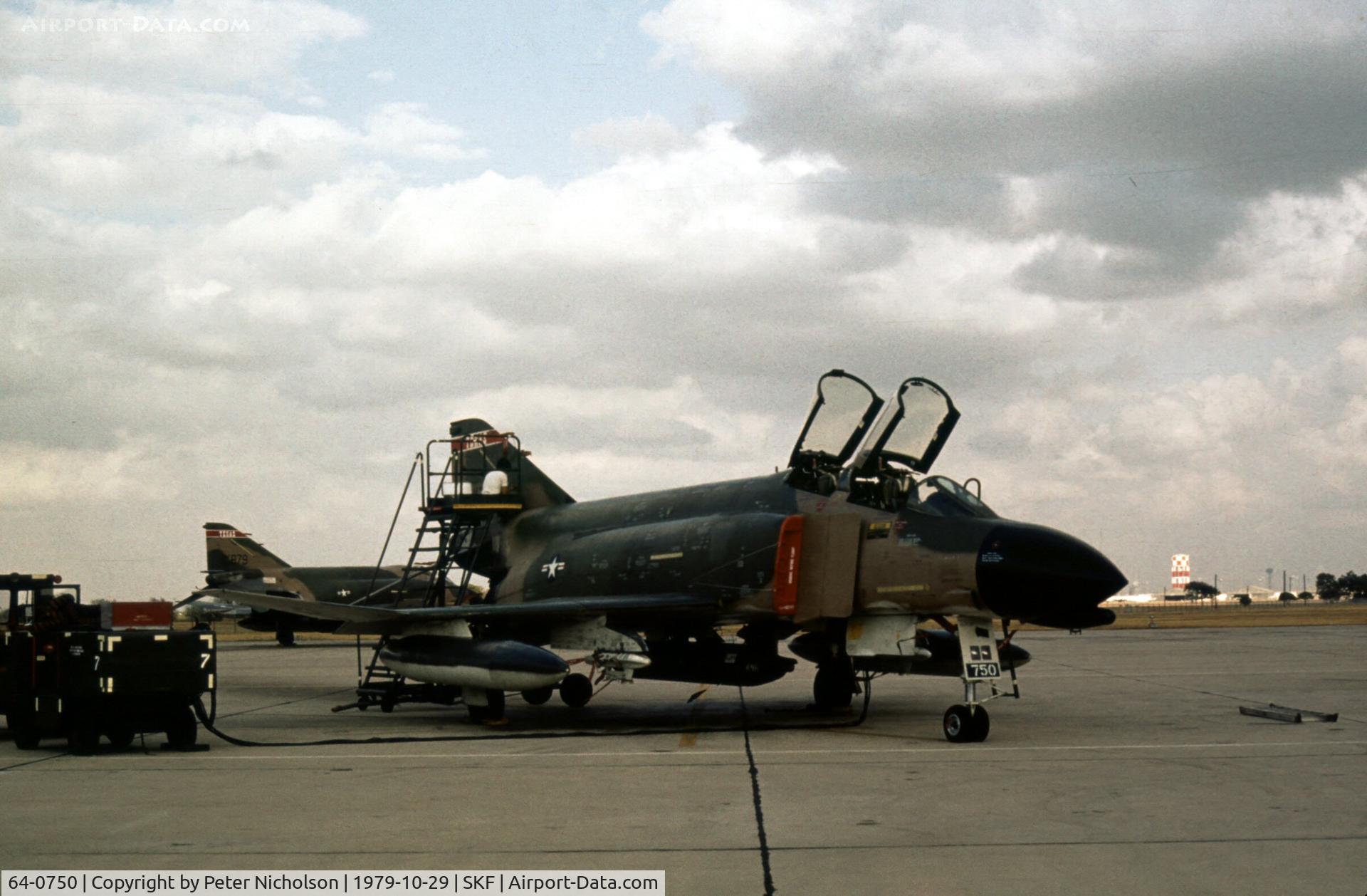 64-0750, 1964 McDonnell F-4C Phantom II C/N 1036, F-4C Phantom of 182nd Tactical Fighter Squadron/149th Tactical Fighter Group seen at Kelly AFB in October 1979.