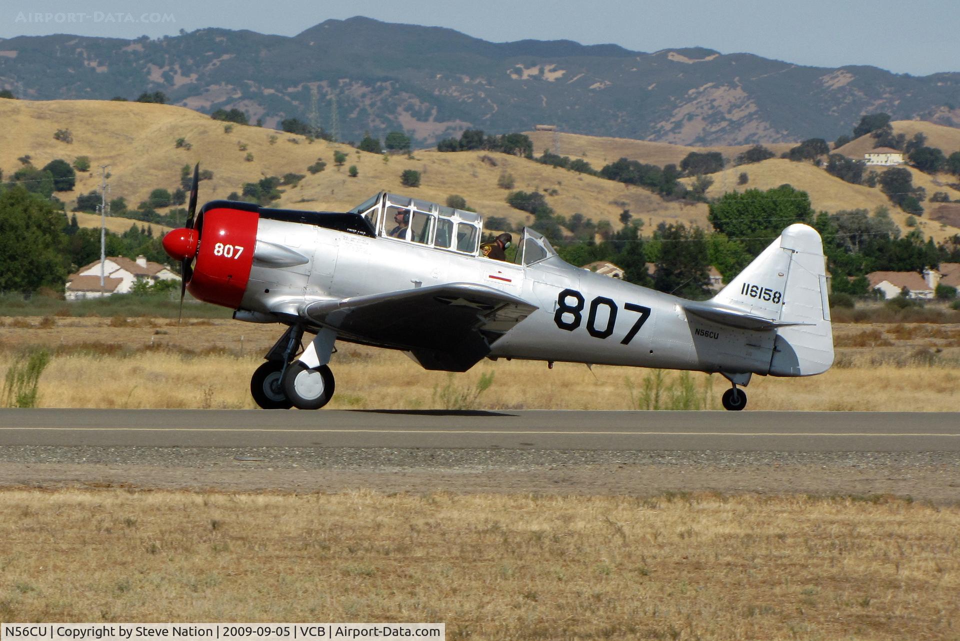 N56CU, 1941 North American AT-6A Texan C/N 786536, 1941 North American/victoria Mnt Lt AT-6A #807 touchdown @ 