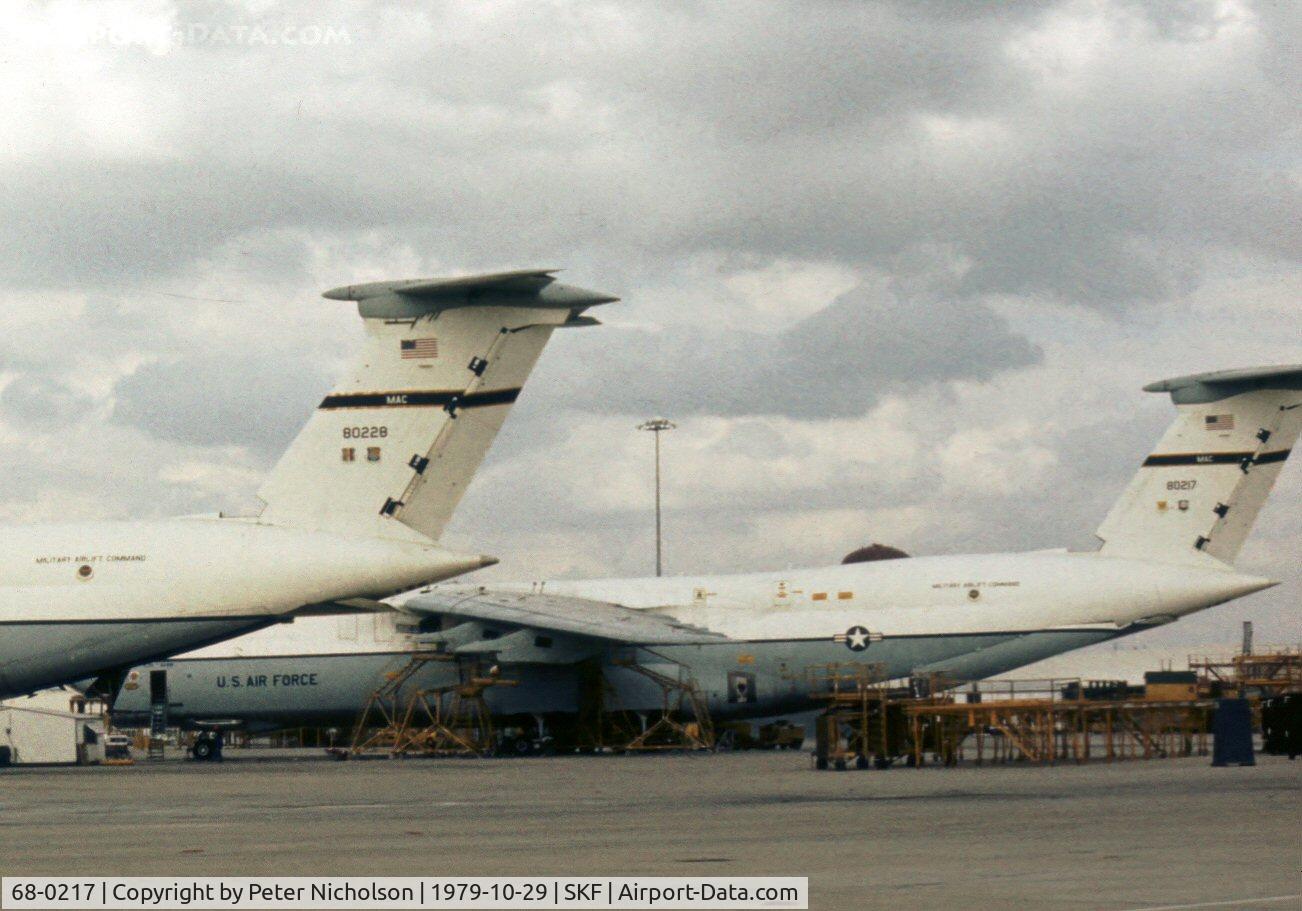 68-0217, 1968 Lockheed C-5A Galaxy C/N 500-0020, C-5A Galaxy of 436th Military Airlift Wing seen at Kelly AFB in October 1979.