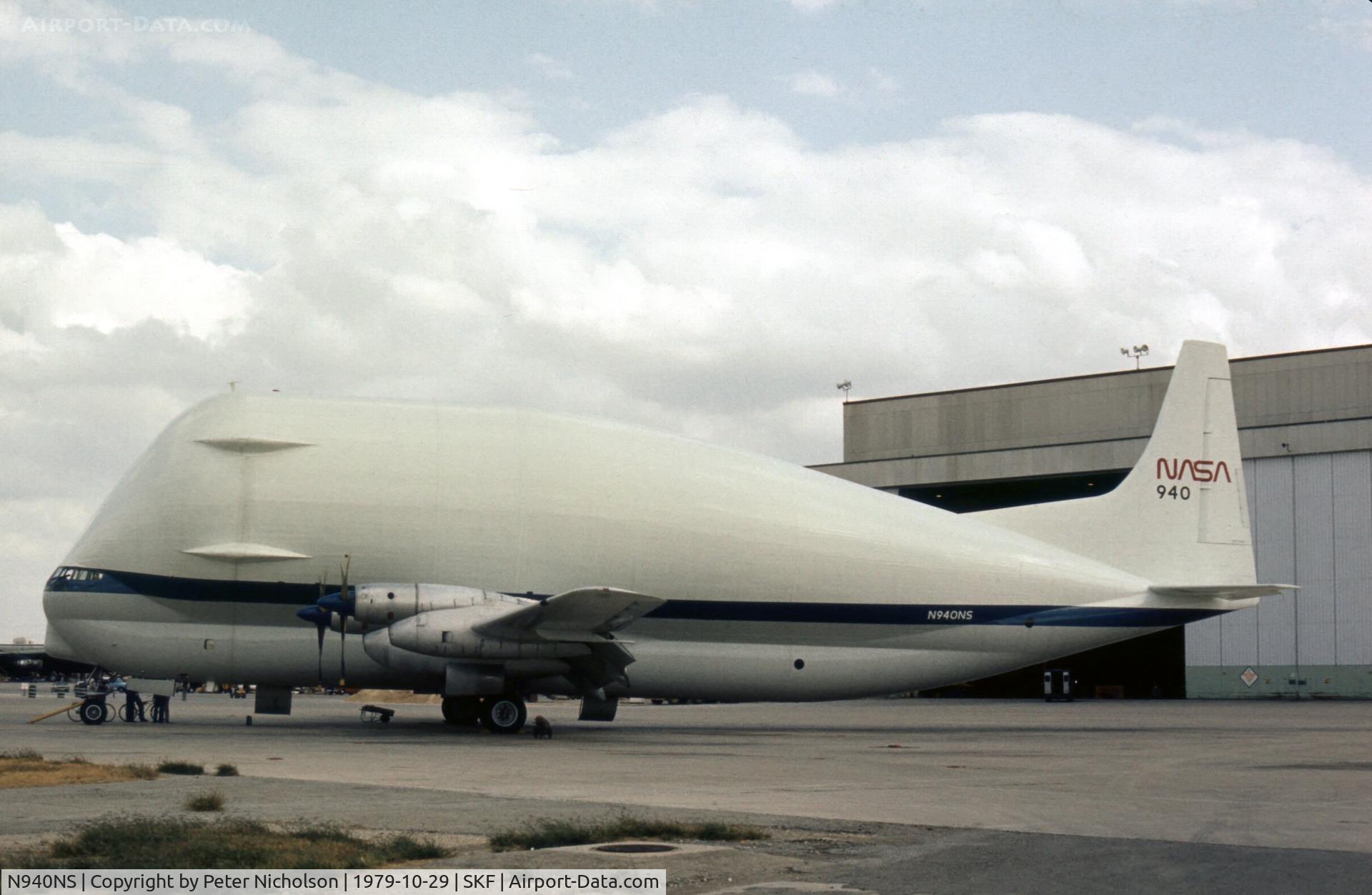 N940NS, 1949 Aero Spacelines 377SG Super Guppy C/N 15938, NASA's Boeing Guppy as seen at Kelly AFB in October 1979.