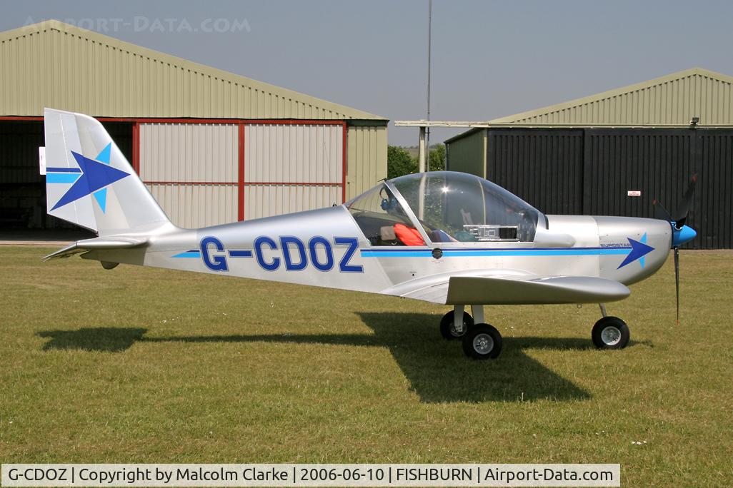 G-CDOZ, 2005 Aerotechnik EV-97 Eurostar C/N PFA 315-14437, AEROTECHNIK EV-97 EUROSTAR. During a refuellng stop; one of the participants in the Fly UK 2006 around Britain flight from Halfpenny Green to Sandown via John O'Groats and Land's End. At Fishburn Airfield, Co Durham, UK.
