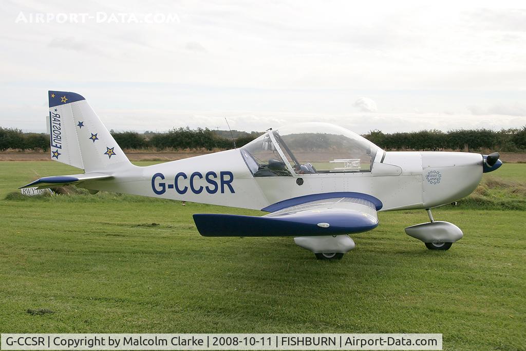 G-CCSR, 2004 Aerotechnik EV-97A Eurostar C/N PFA 315-14174, AEROTECHNIK EV-97A EUROSTAR. Curious 'mirror image' tail logo! At Fishburn Airfield, Co Durham, UK in 2008.